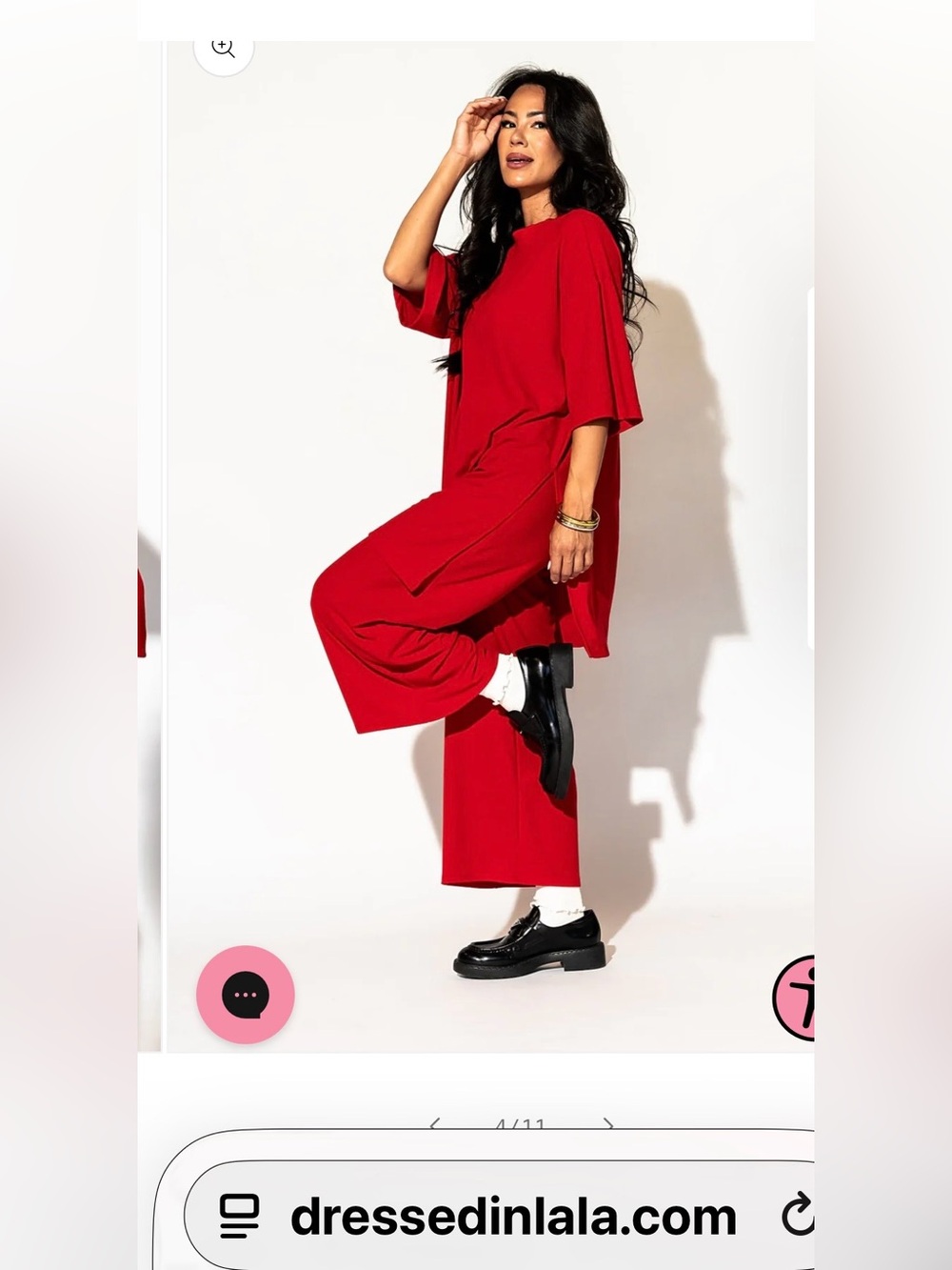 Dressed in LALA Bold Cherry Red Wide-Leg Playsuit 2XL